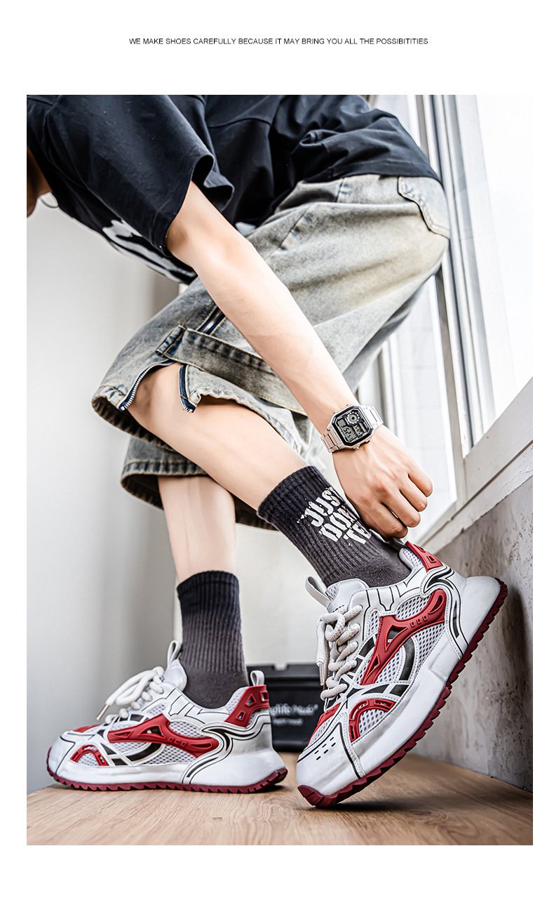 Baskets casual respirantes en mesh à blocs de couleurs pour homme detail 16