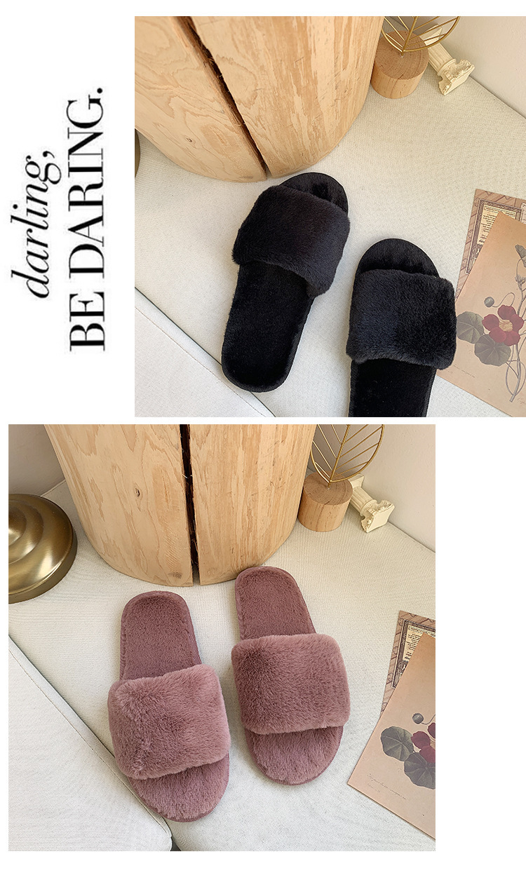 Chaussons douillets en peluche à bout ouvert pour femme detail 16