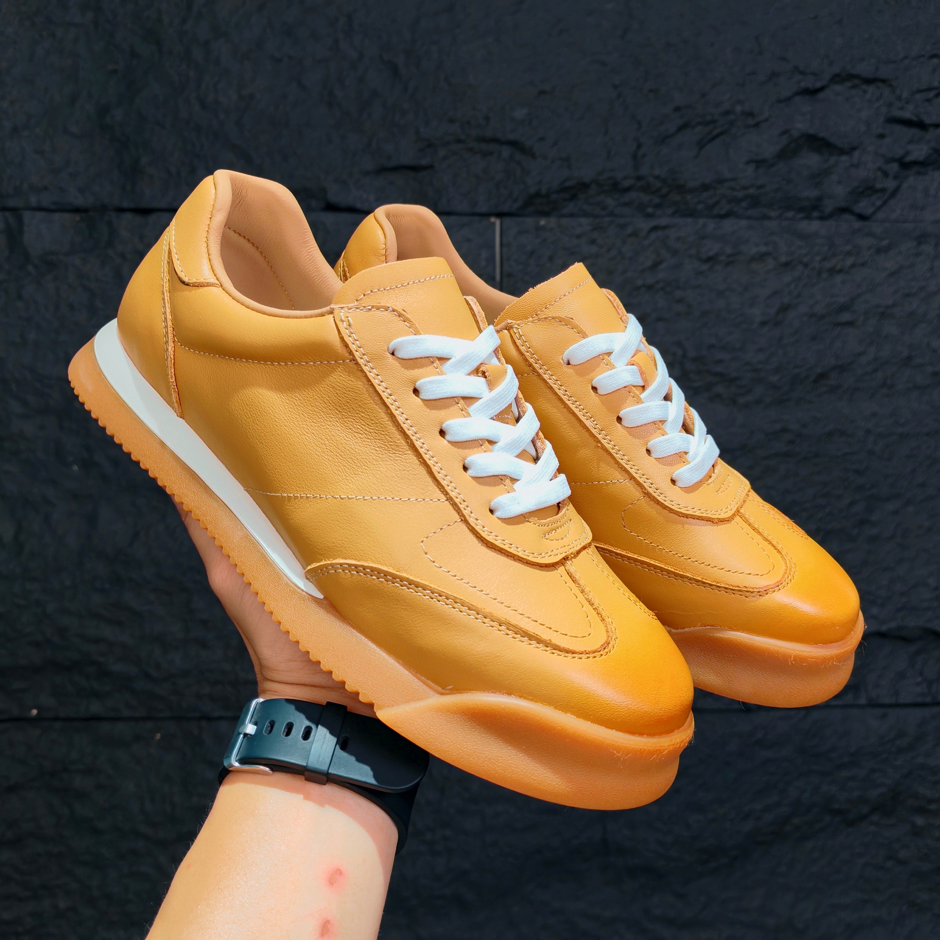 Atmungsaktive Unisex-Freizeitschuhe aus Leder mit Schnürung 3