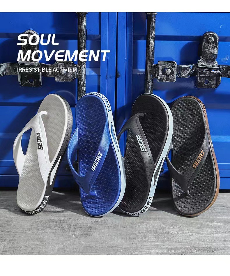 Men's Sporty Non-Slip Cushioned Beach Flip-Flops detail 4