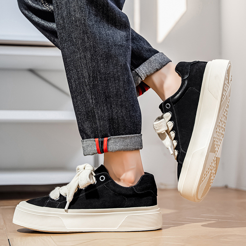 Herren Plateau-Freizeitschuhe aus Wildleder mit Schnürung detail 2
