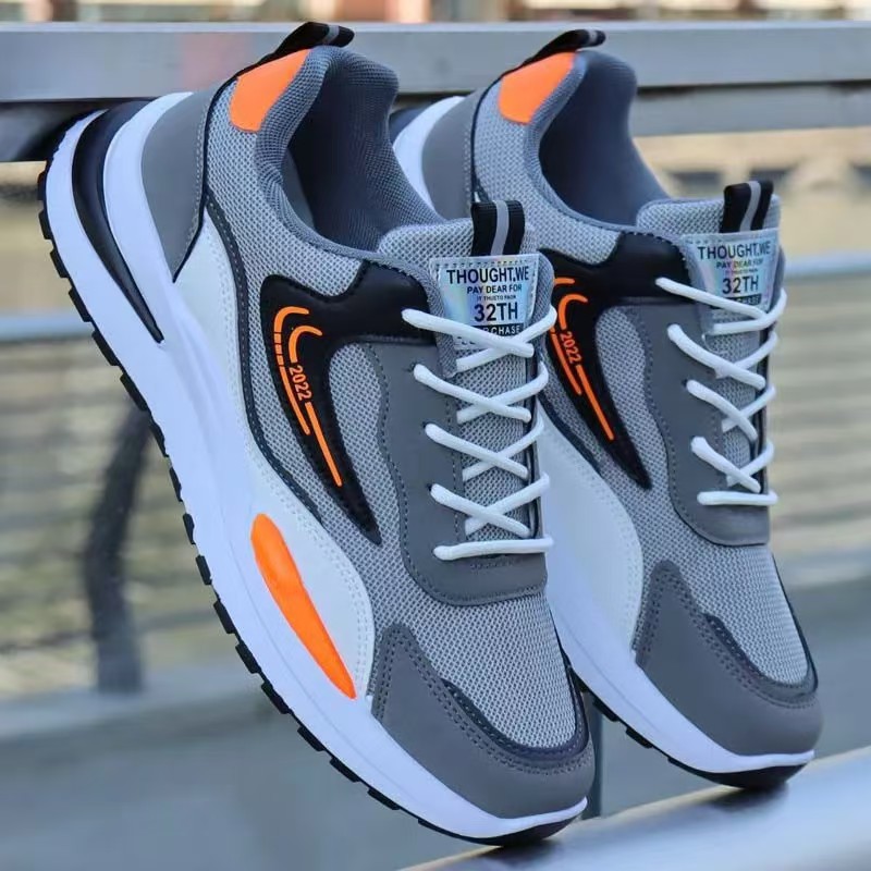 Men's Breathable Colorblock Lace-Up Sneakers