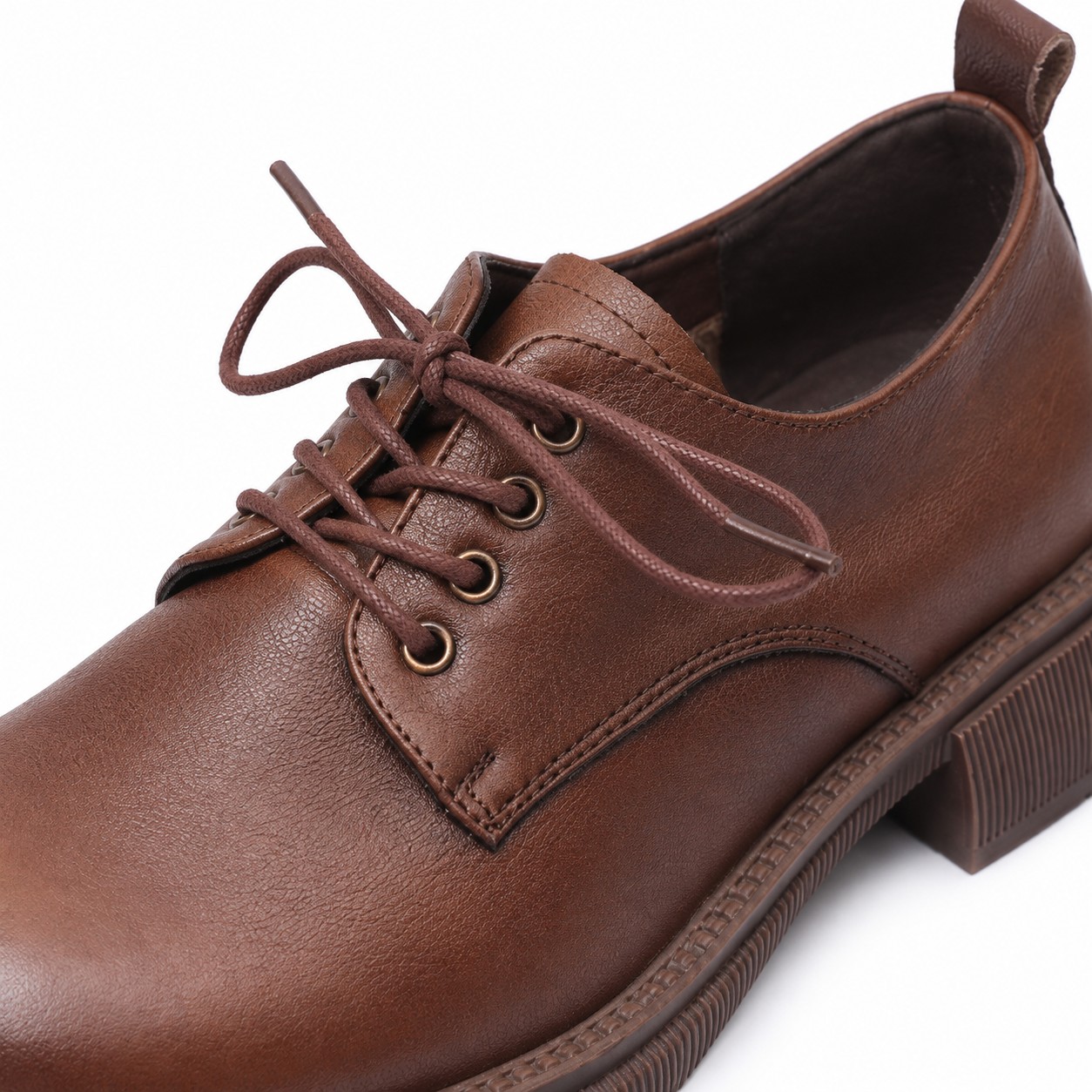 Women's Full-Grain Leather Block-Heel Lace-Up Casual Shoes 9
