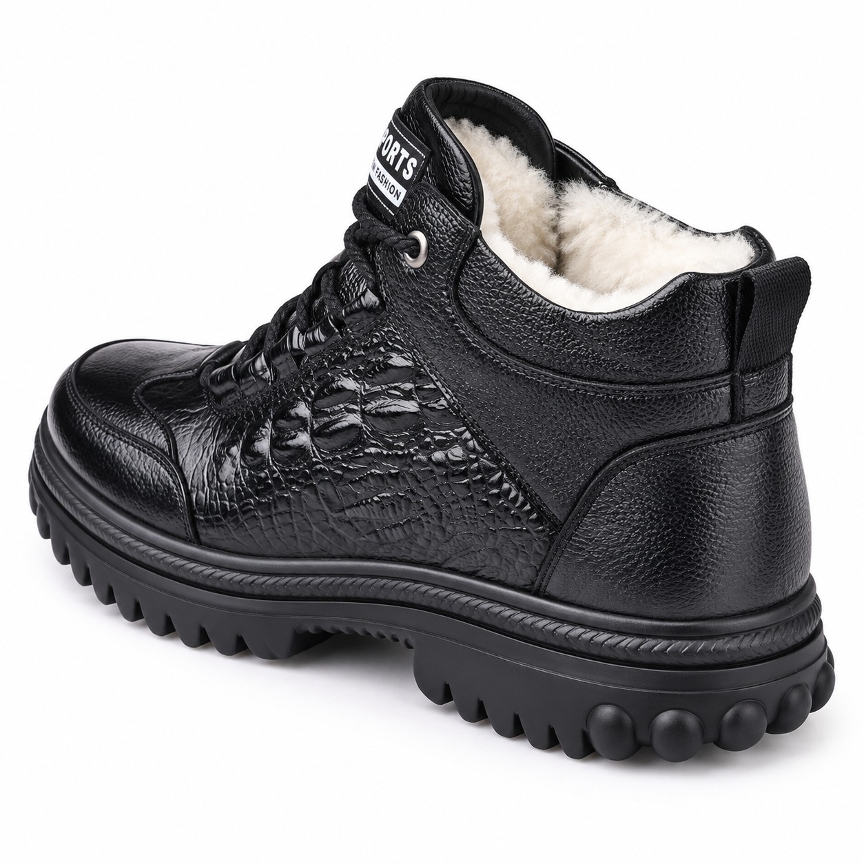 Men's Full-Grain Leather Lug-Sole Lace-Up Boots 4