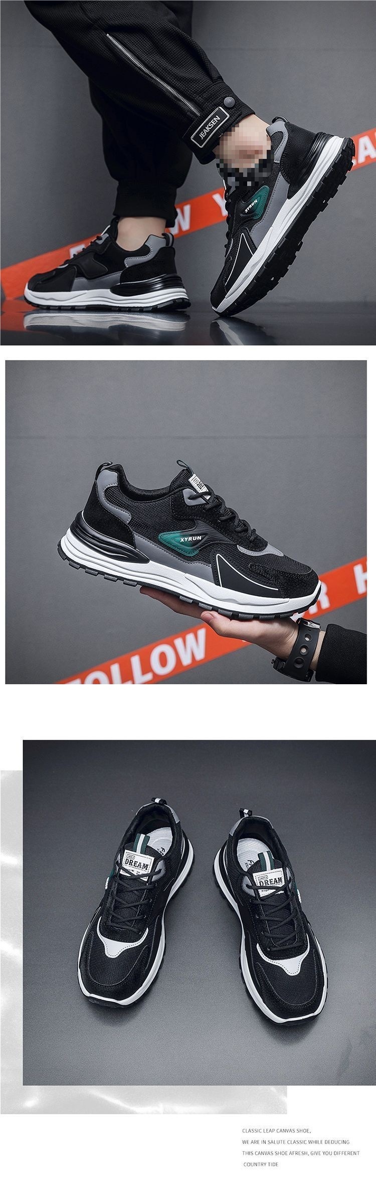 Scarpe da corsa da uomo traspiranti in mesh con lacci detail 1