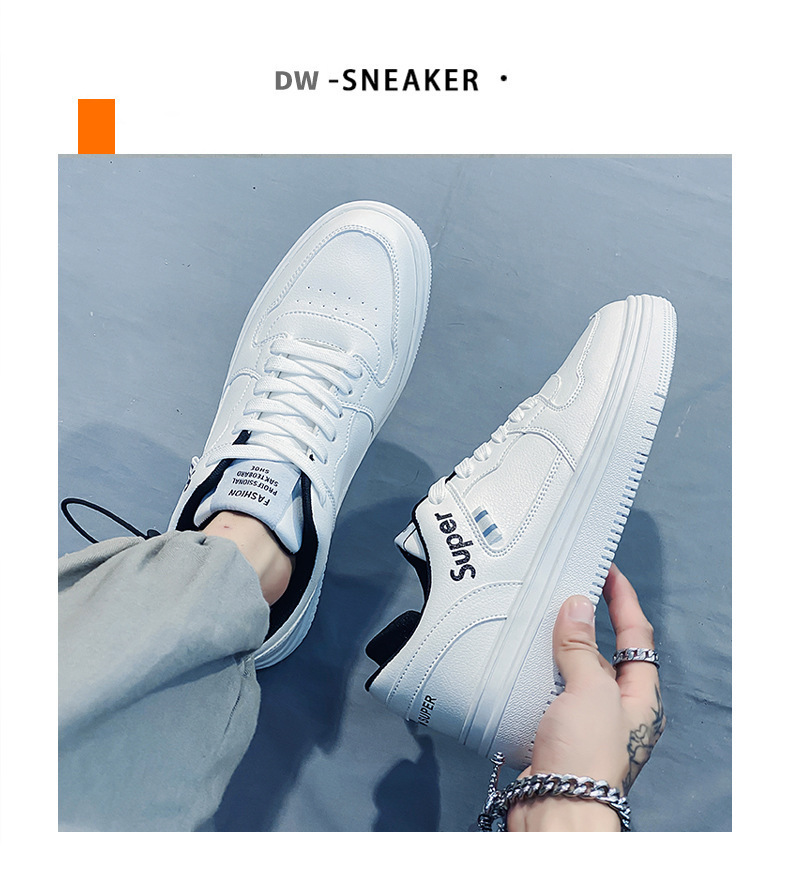 Lage vetersneakers voor heren van PU-leer detail 2