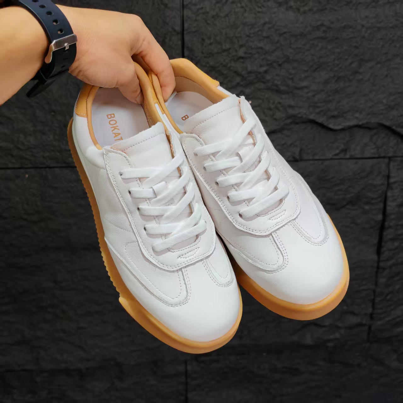 Atmungsaktive Unisex-Freizeitschuhe aus Leder mit Schnürung detail 3