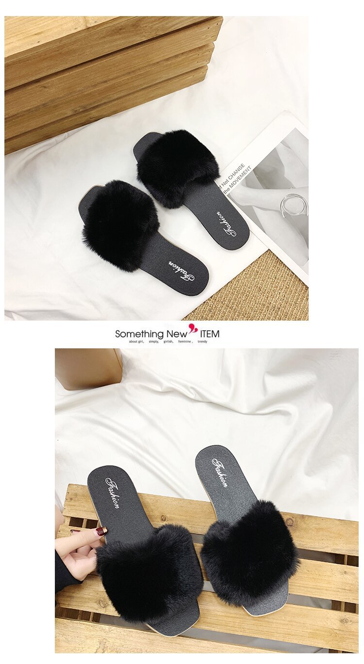 Pantofole Basse da Donna in Peluche con Punta Aperta detail 10