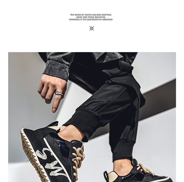 Scarpe casual da uomo con plateau stringate in pelle PU detail 6