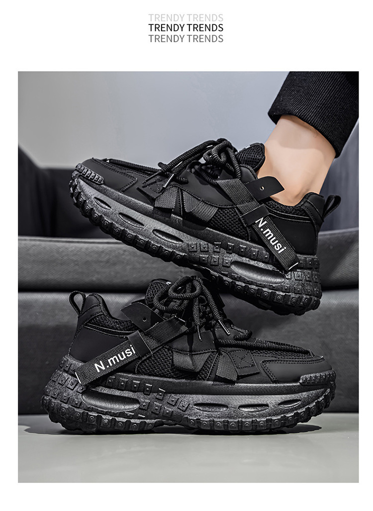 Scarpe casual da uomo traspiranti in mesh stringate con zeppa detail 11