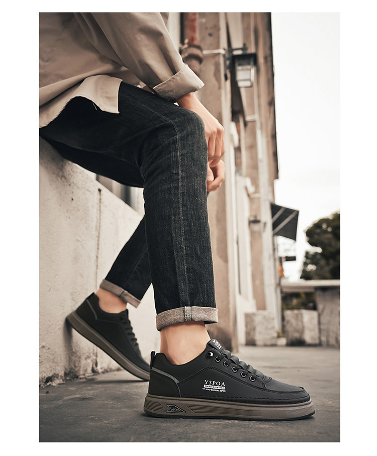 Rutschfeste PU-Leder Freizeitschuhe für Herren mit Schnürung detail 7