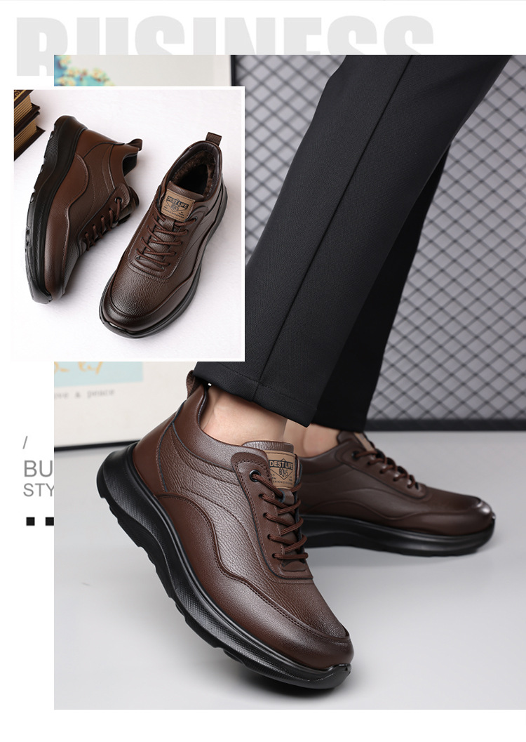 Gefütterte Leder-Freizeitschuhe für Herren mit Dämpfung detail 2