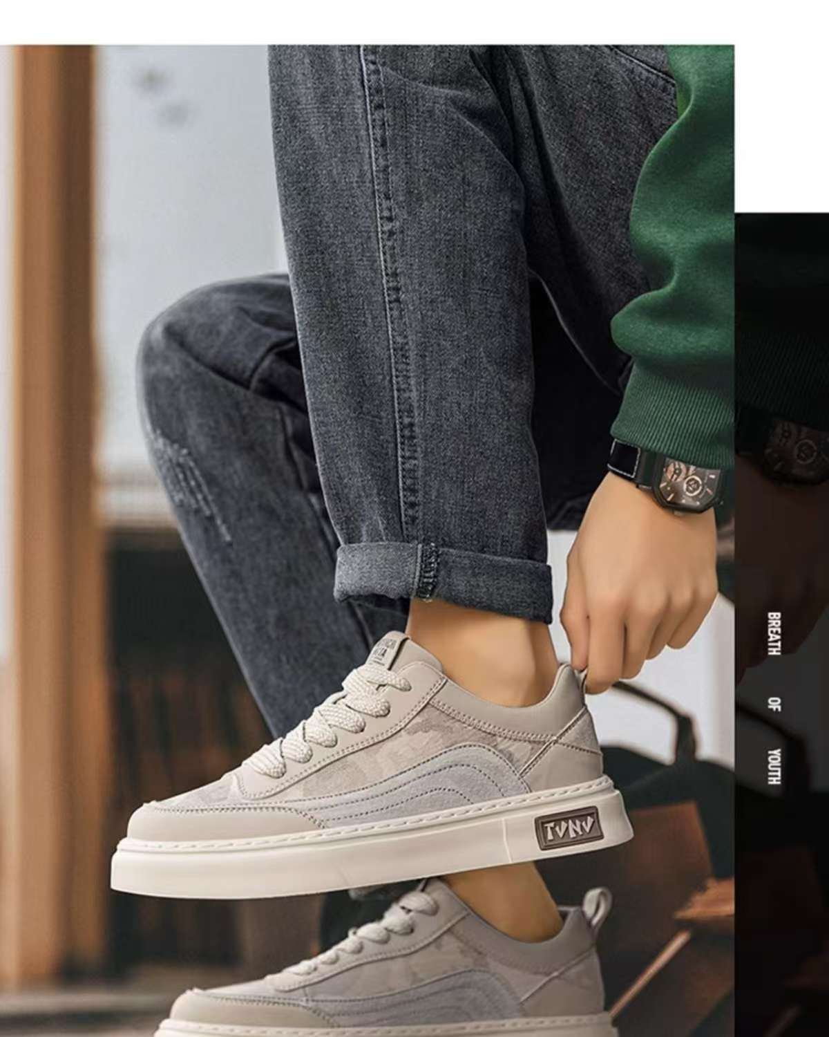 Scarpe casual da uomo stringate e traspiranti con plateau detail 11