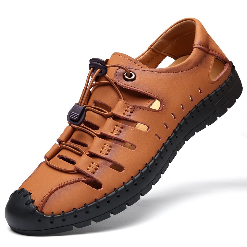 Atmungsaktive Leder-Sandalen für Herren mit geschlossener Kappe 3