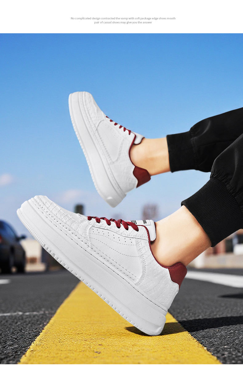 Sneakers casual da uomo stringate con plateau in pelle PU detail 8