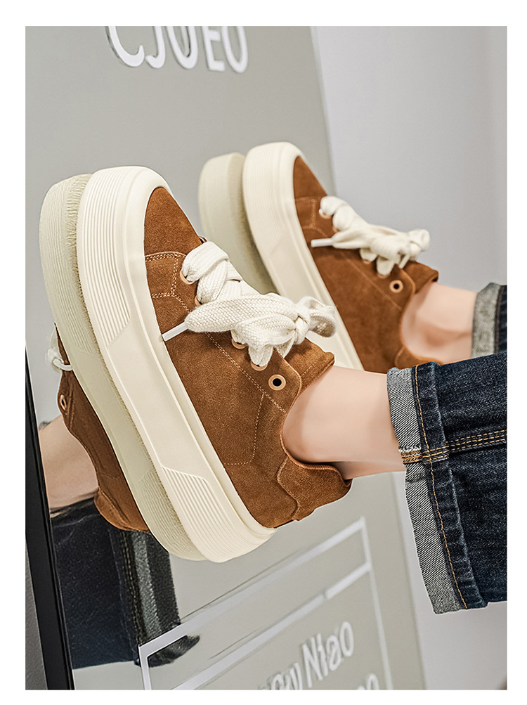 Unisex Plateau-Freizeitschuhe aus Wildleder mit Dämpfung und Schnürung detail 9