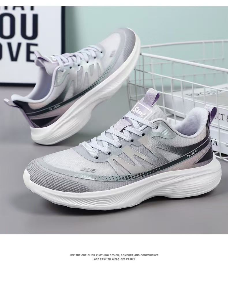 Men's Breathable Mesh Lace-Up Running Shoes detail 3