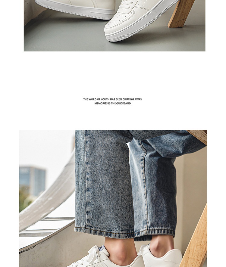 Men's Breathable PU Leather Lace-Up Sneakers detail 7