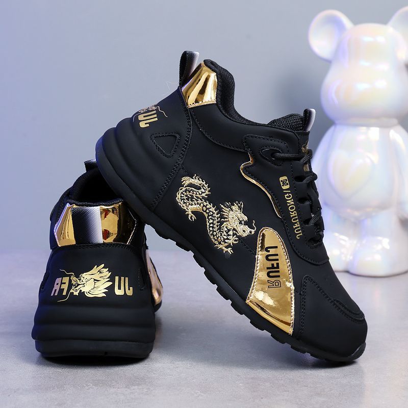 Herren Freizeitschuhe Sneaker zum Schnüren mit Drachenstickerei detail 11