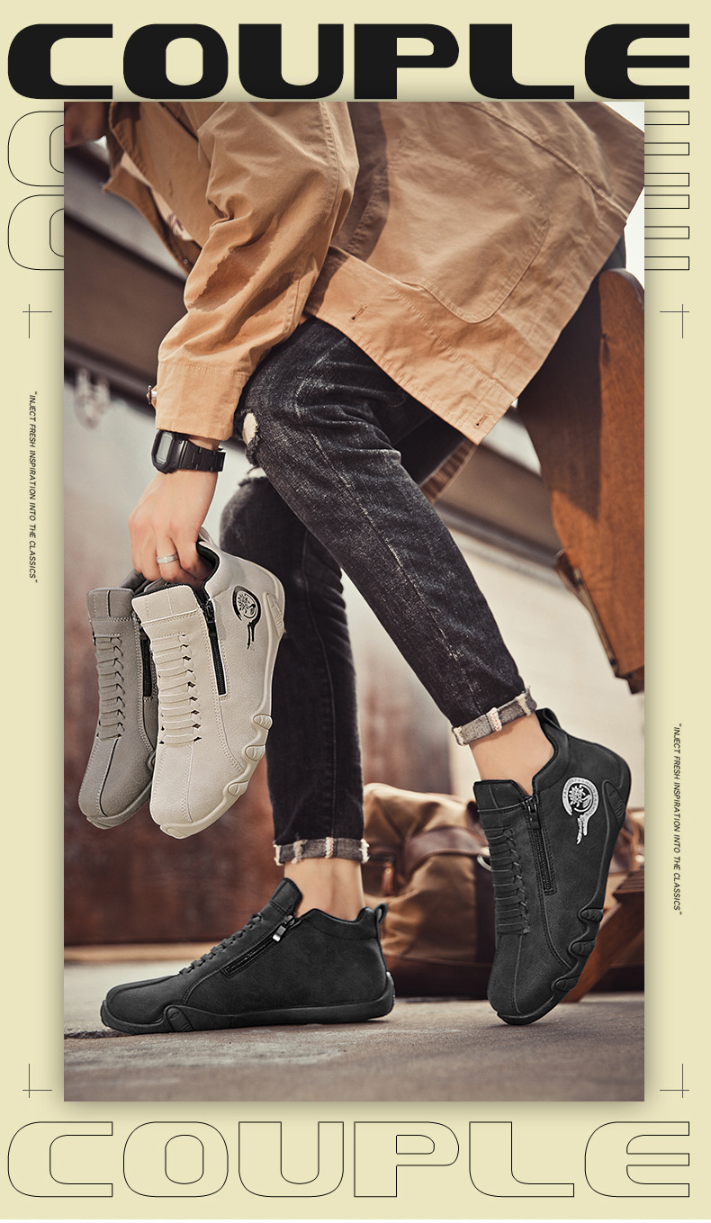 Herren-Freizeitschuhe aus Leder mit Reißverschluss und weicher Sohle detail 1