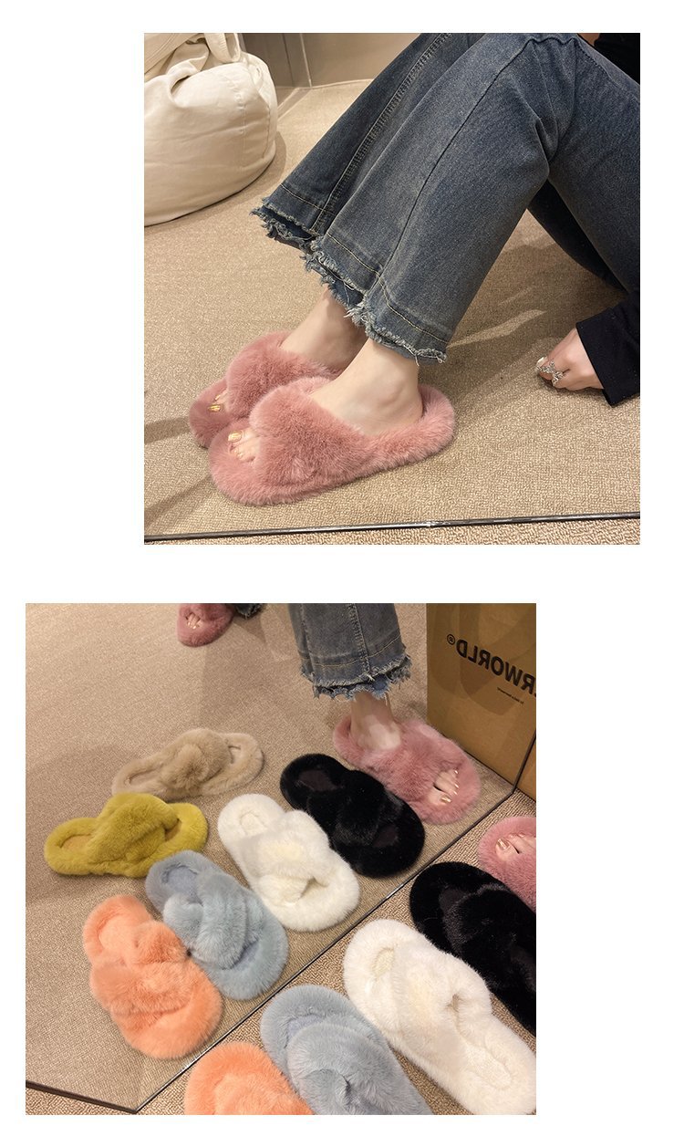 Women's Cozy Plush Open-Toe Flat Slippers detail 5