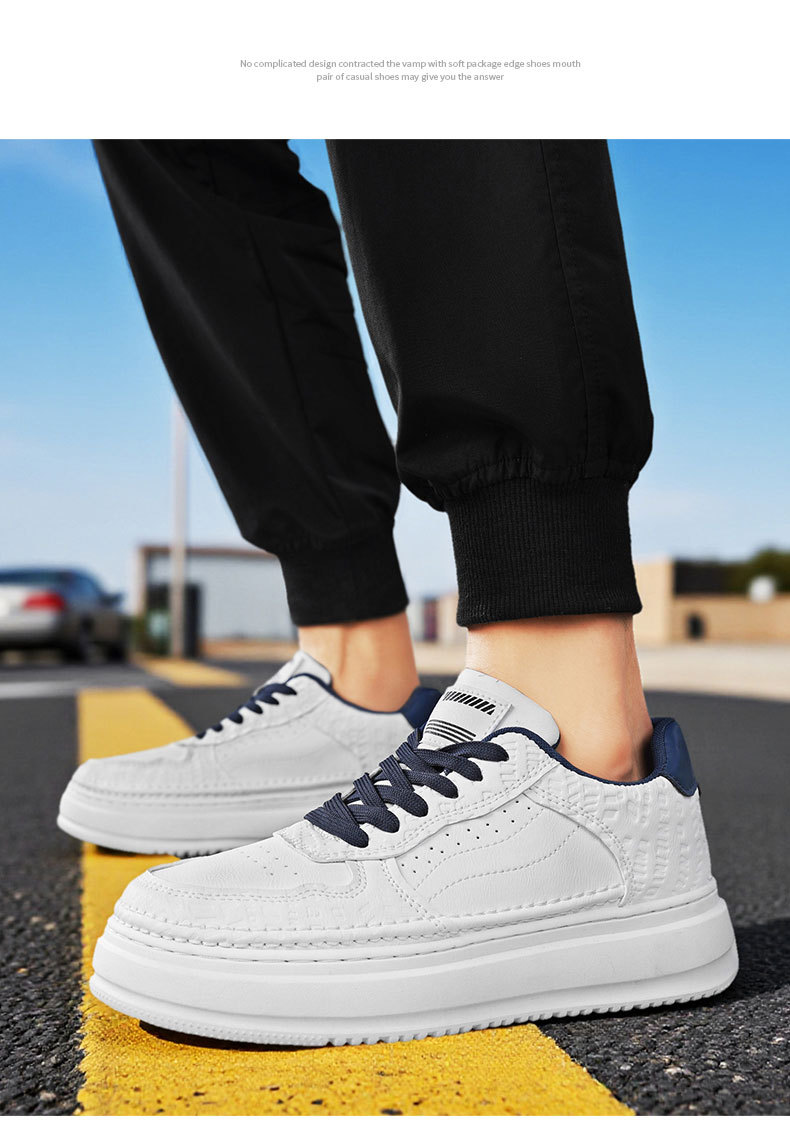 Sneakers casual da uomo stringate con plateau in pelle PU detail 4