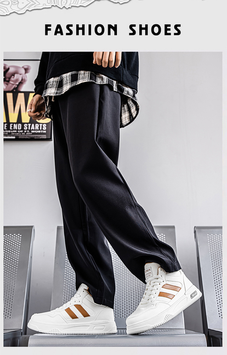 Men's Lace-Up PU Leather Colorblock Casual Sneakers detail 1