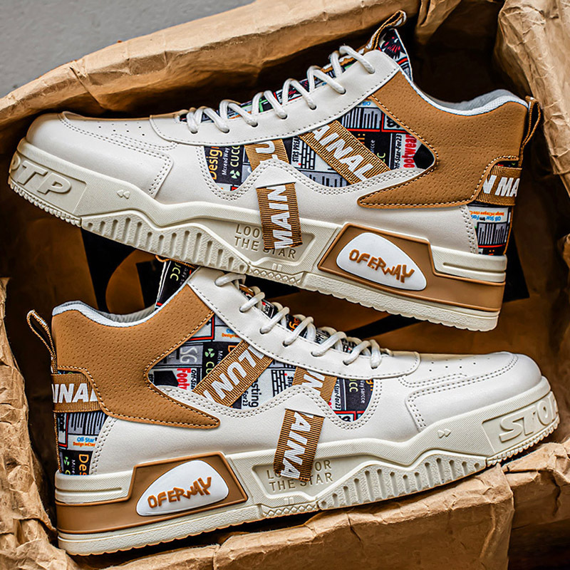 Sneakers alte da uomo stringate Scarpe casual da strada antiscivolo 4
