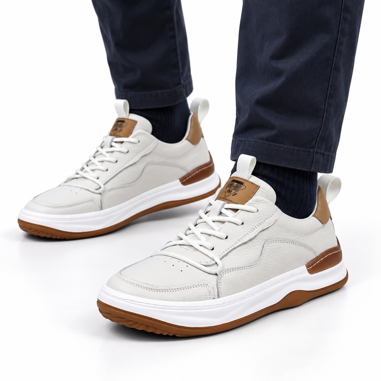 Men's Breathable Full-Grain Leather Low-Top Casual Shoes 1