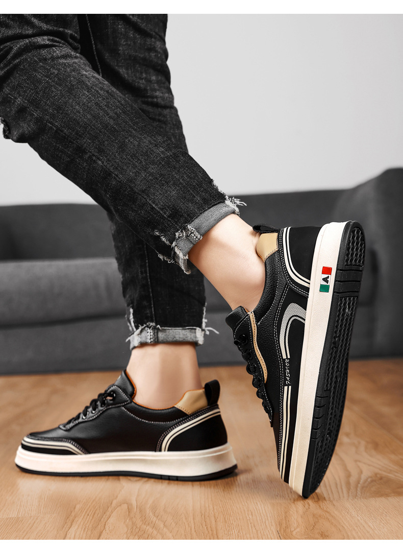 Casual herenschoenen met veters van PU-leer – Antislip detail 6