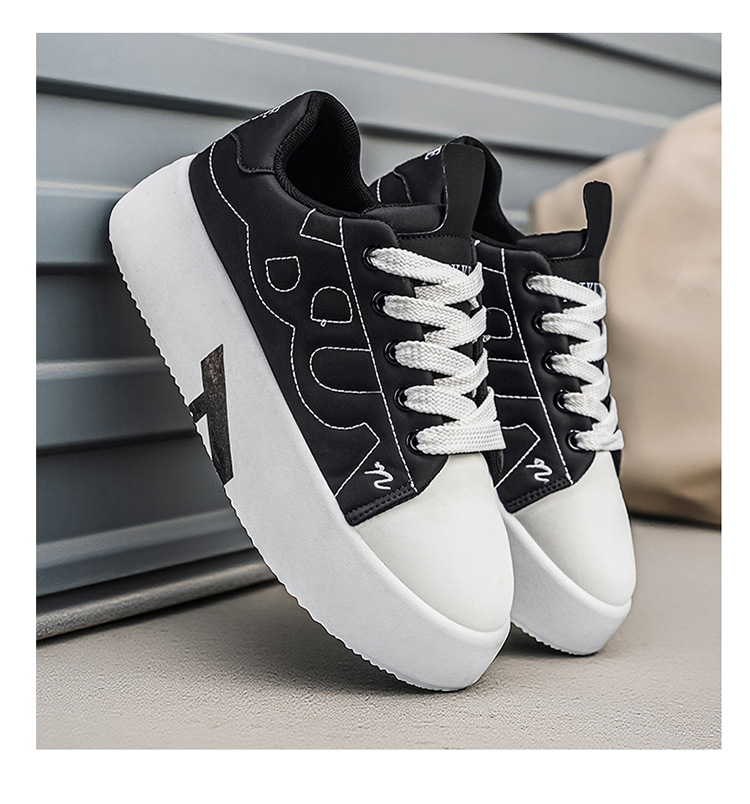 Chaussures casual à plateforme et lacets pour homme à semelle épaisse detail 3