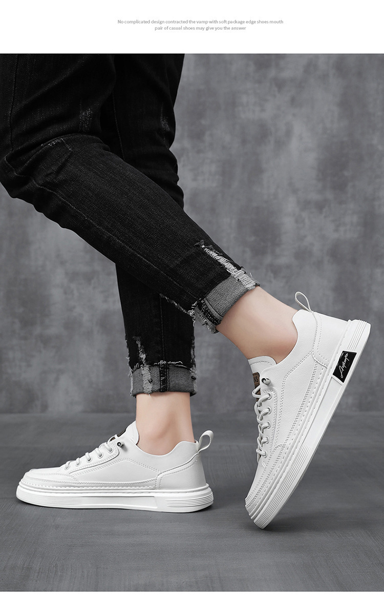 Herren Freizeitschuhe aus PU-Leder Rutschfeste Sneaker zum Schnüren detail 11