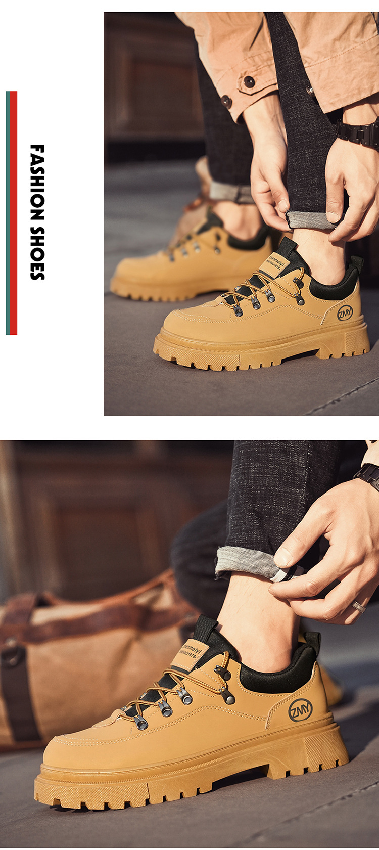 Rutschfeste Plateau-Freizeitschuhe für Herren mit Schnürung detail 6