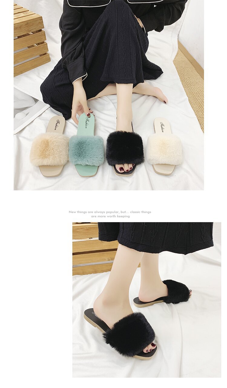 Pantofole Basse da Donna in Peluche con Punta Aperta detail 8