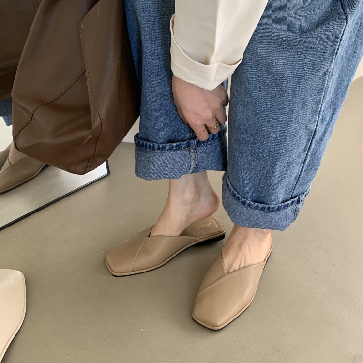 Flache PU-Leder-Schuhe für Damen mit eckiger Spitze zum Hineinschlüpfen detail 1