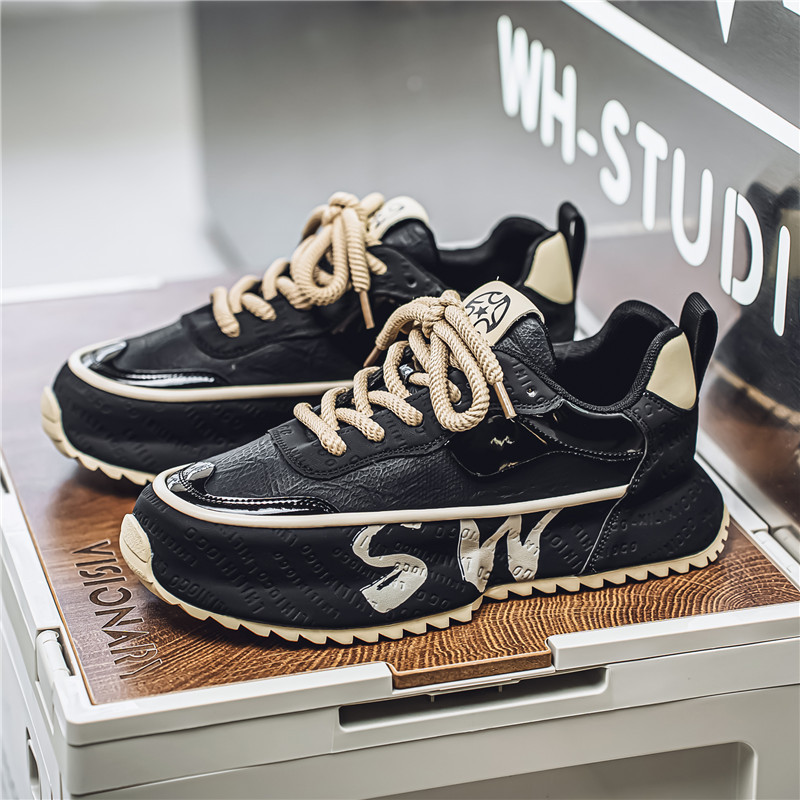 Scarpe casual da uomo con plateau stringate in pelle PU 4