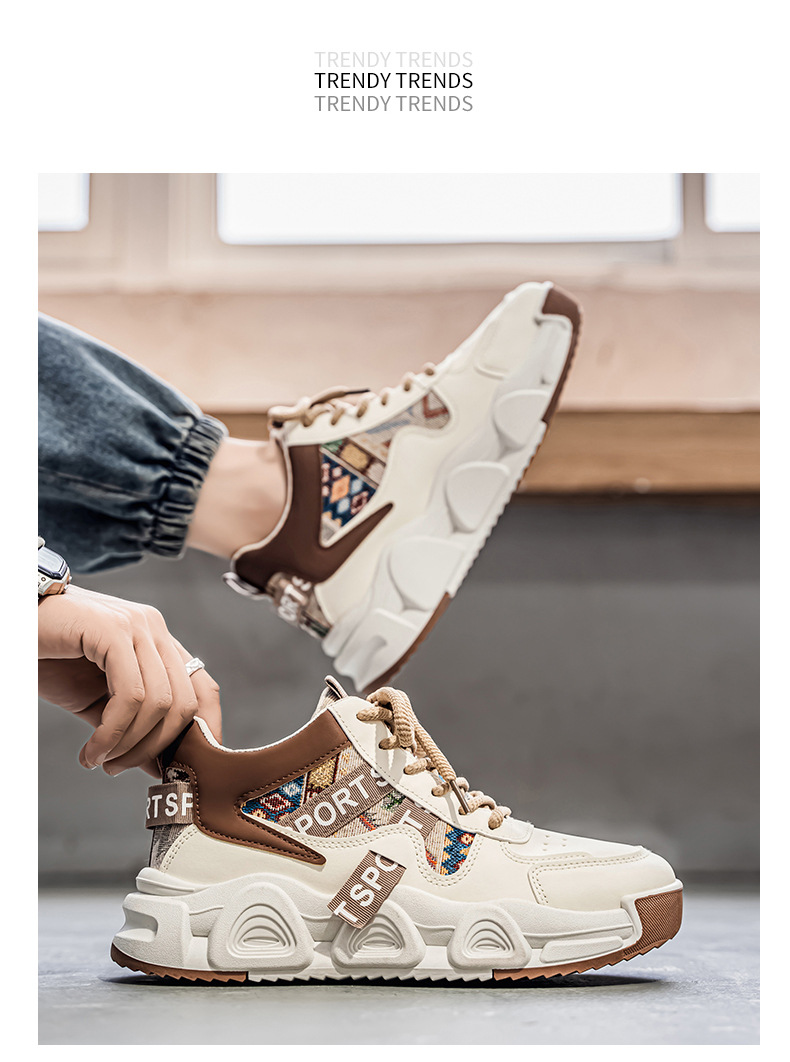 Rutschfeste Plateau-Freizeitschuhe für Herren mit Schnürung detail 6