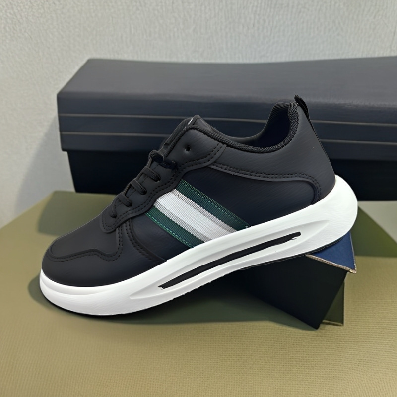 Men's Striped Lace-Up PU Leather Casual Sneakers detail 4