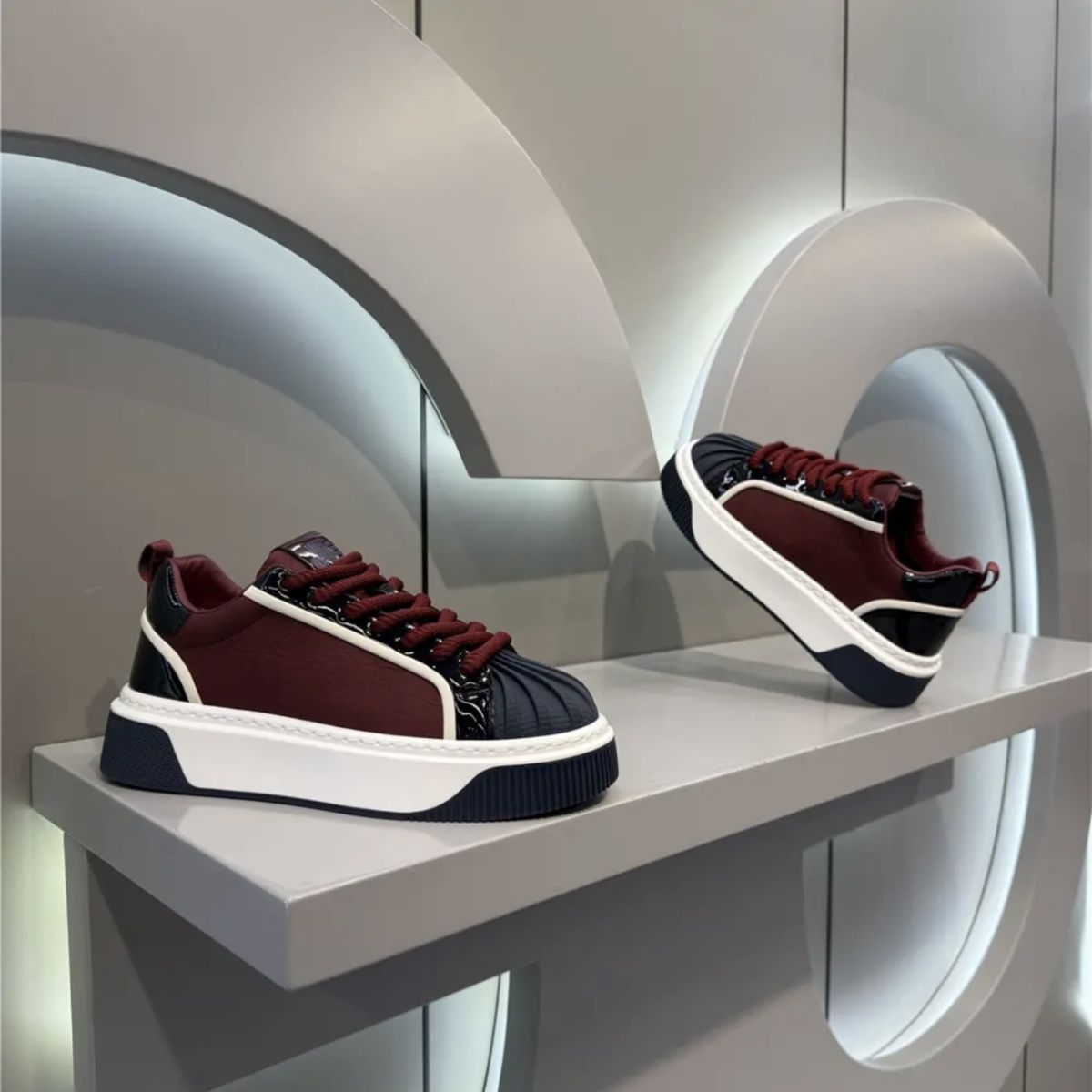Damen Plateau-Freizeitschuhe zum Schnüren mit Colorblocking detail 3