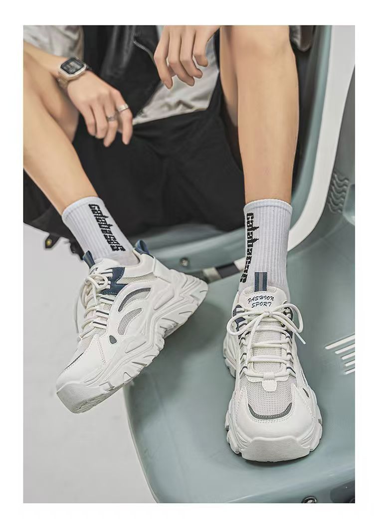 Ademende platform sneakers voor heren met colourblock detail 4