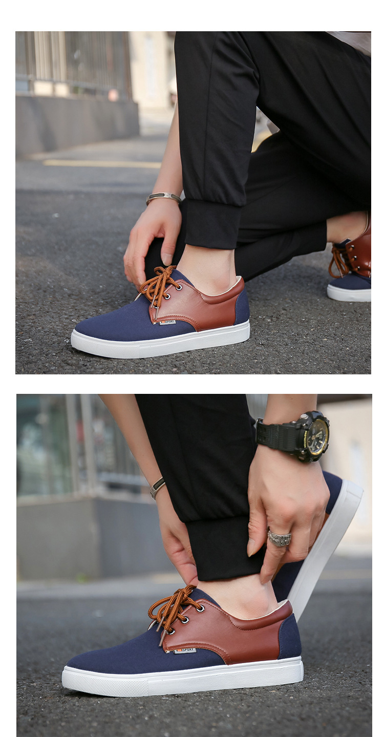 Men's Breathable Canvas Colorblock Casual Shoes detail 5