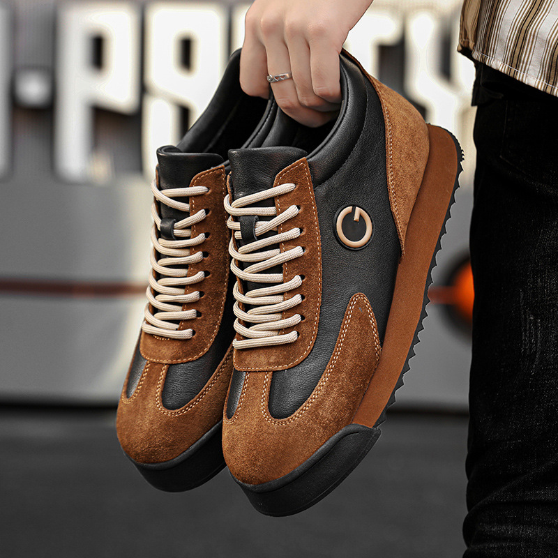 Herren Plateau-Sneaker aus Leder im Colorblock-Design detail 18