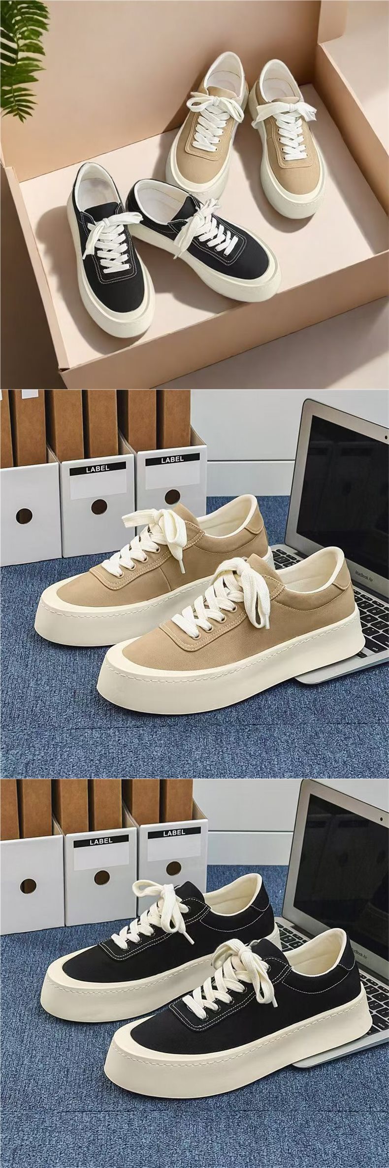 Atmungsaktive Unisex-Plateau-Freizeitschuhe aus Canvas detail 3
