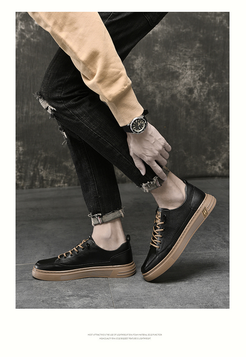 Men's Breathable Leather Lace-Up Casual Shoes detail 5