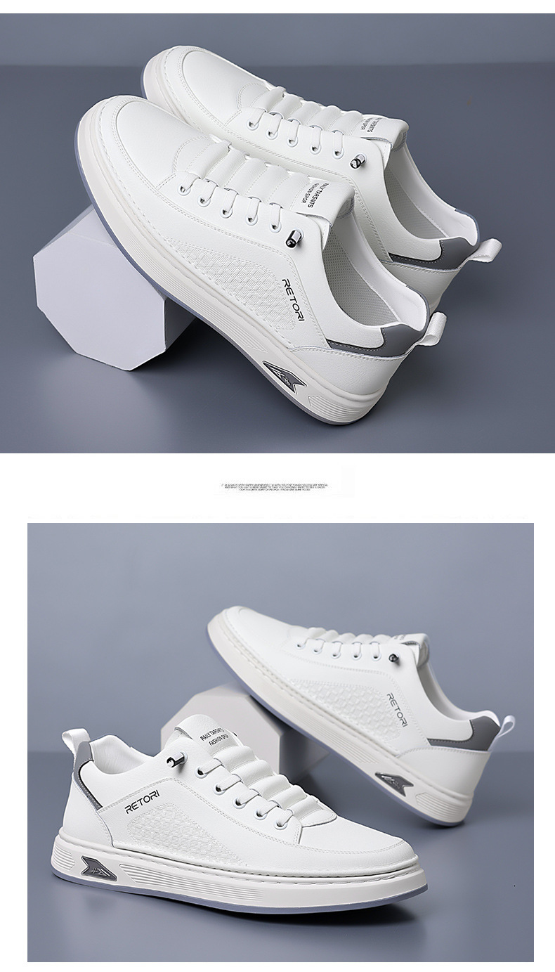 Atmungsaktive Leder-Freizeitschuhe für Herren mit Schnürung detail 7