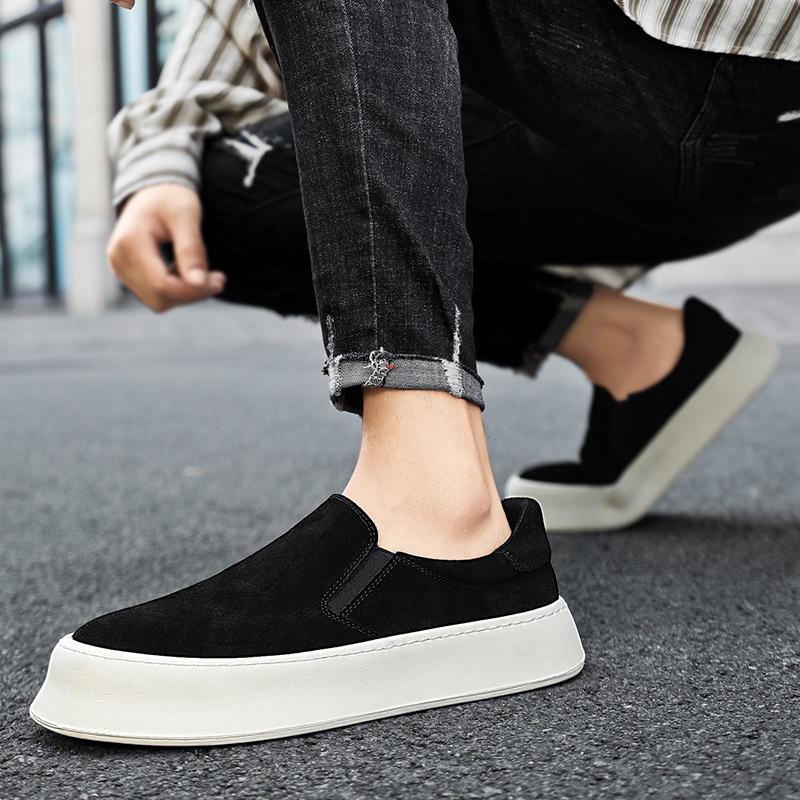 Herren Plateau-Slip-On-Freizeitschuhe aus Wildleder-Optik detail 5