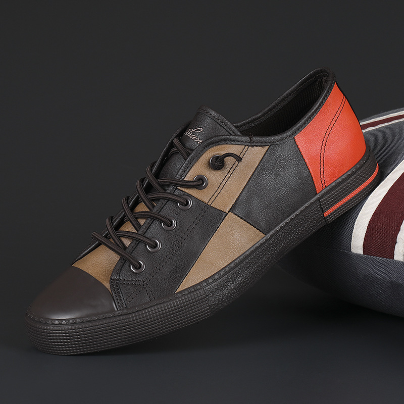 Chaussures casual plates à lacets pour hommes style color-block 4