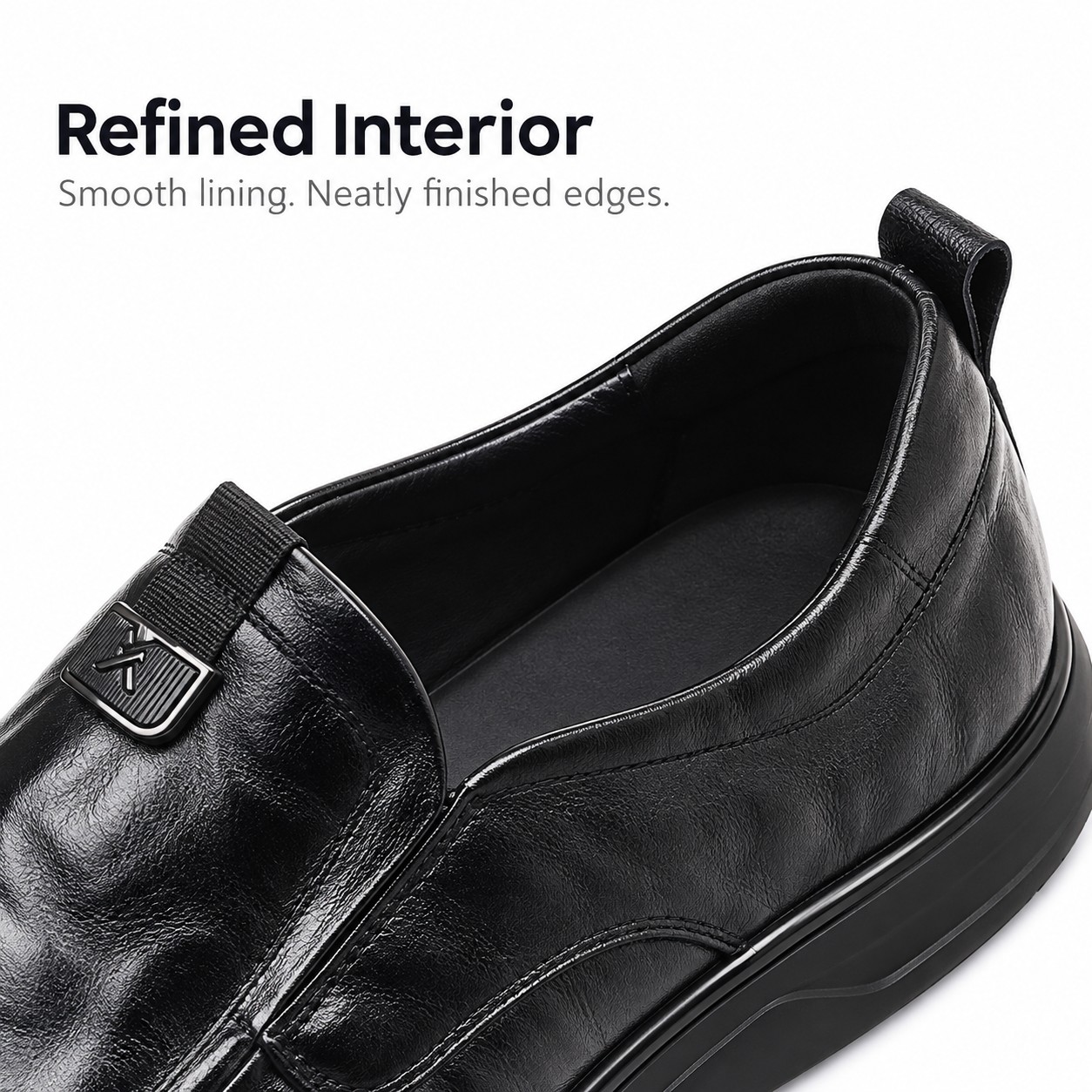 Men's Full-Grain Leather Cushioned Apron-Toe Casual Shoes detail 3