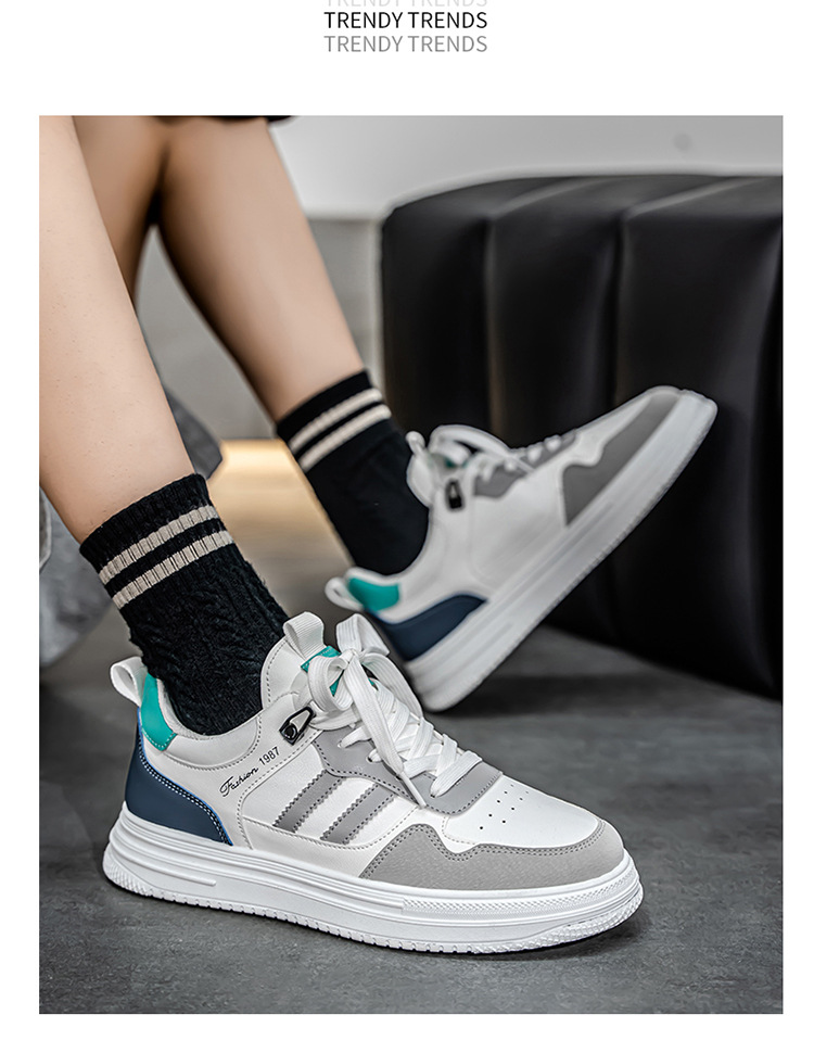 Zapatos casuales de hombre con cordones transpirables estilo color block detail 6