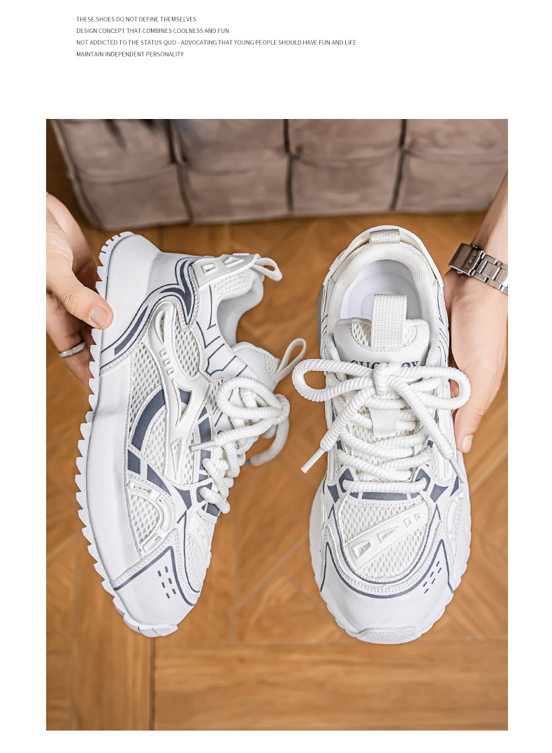 Baskets casual respirantes en mesh à blocs de couleurs pour homme detail 1